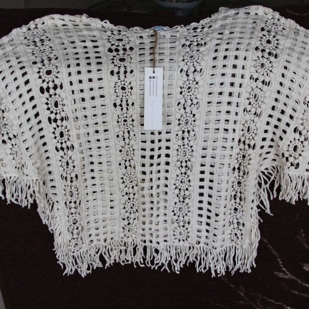 WOVEN HEART IVORY BEACH/POOL COVER -UP